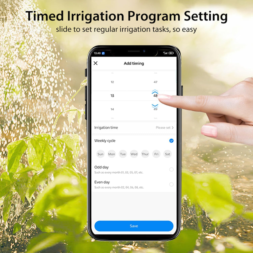WiFi Sprinkler Timer, Smart Water Hose Timer with APP Control, Rain Delay, Auto & Manual Watering Mode, WiFi