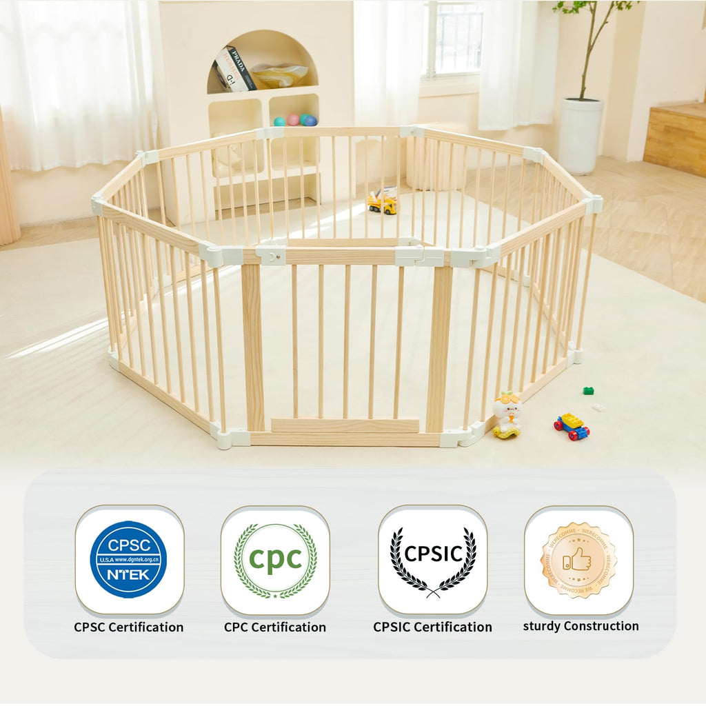 Modular Foldable Baby Playpen & Safety Activity Yard with Locking Walk-Through Gate for Infants & Toddlers