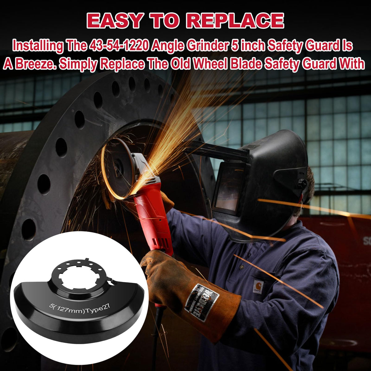 Angle Grinder 43-54-1220 5" Type 27 Wheel Blade Guard Fits for Milwauke-e Angle Grinder 2780-20, 2781-20, 6117-30, 6117-31, 6124-30