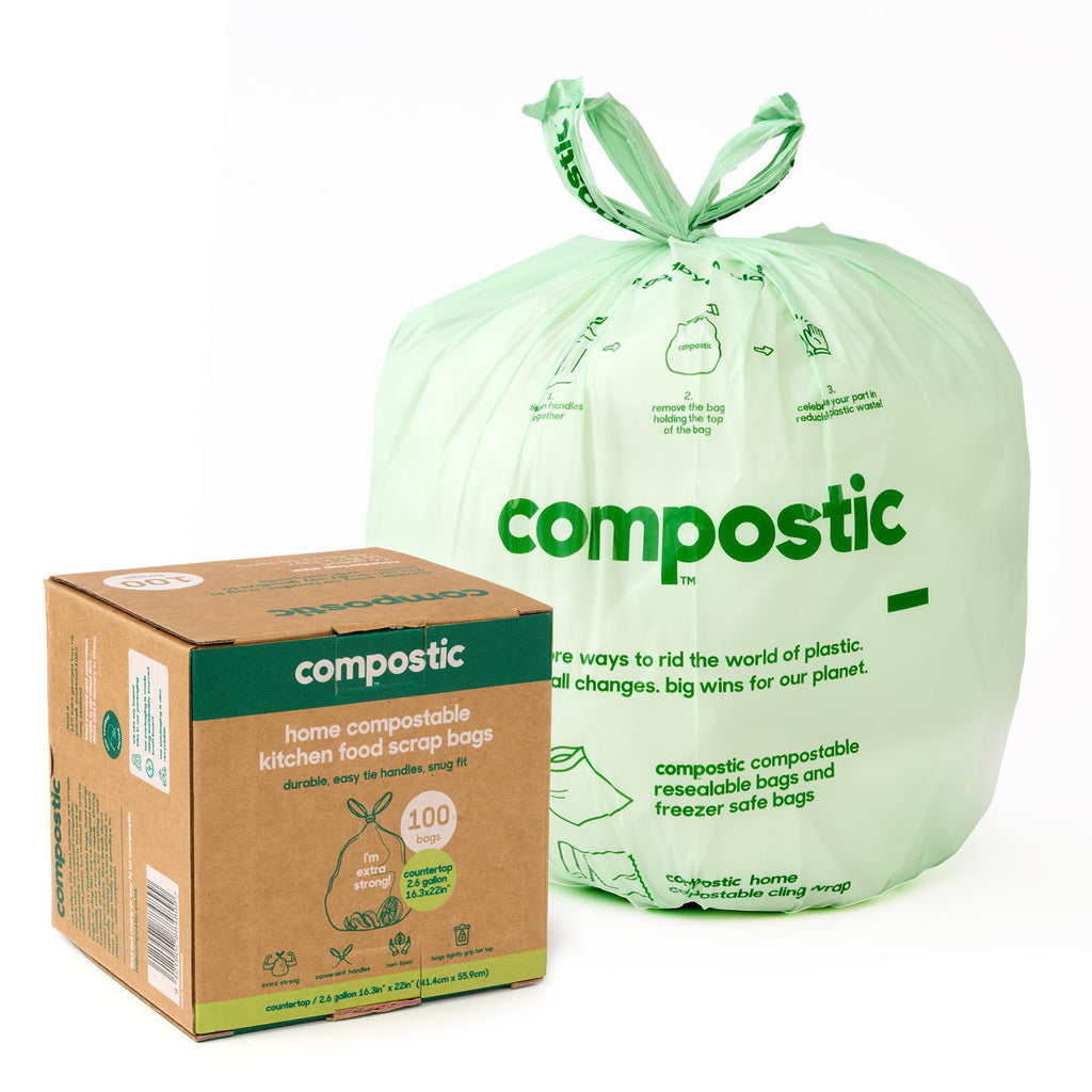 Compostable Small Trash Bags 2.6 Gallon for Bathroom, 100 Ct