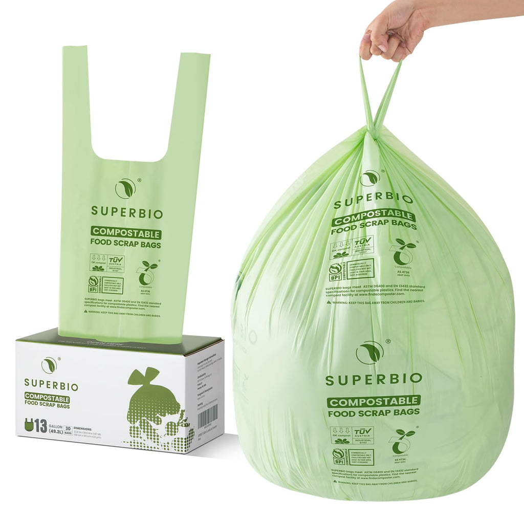 13 Gallon Compostable Kitchen Waste Bags with Handles