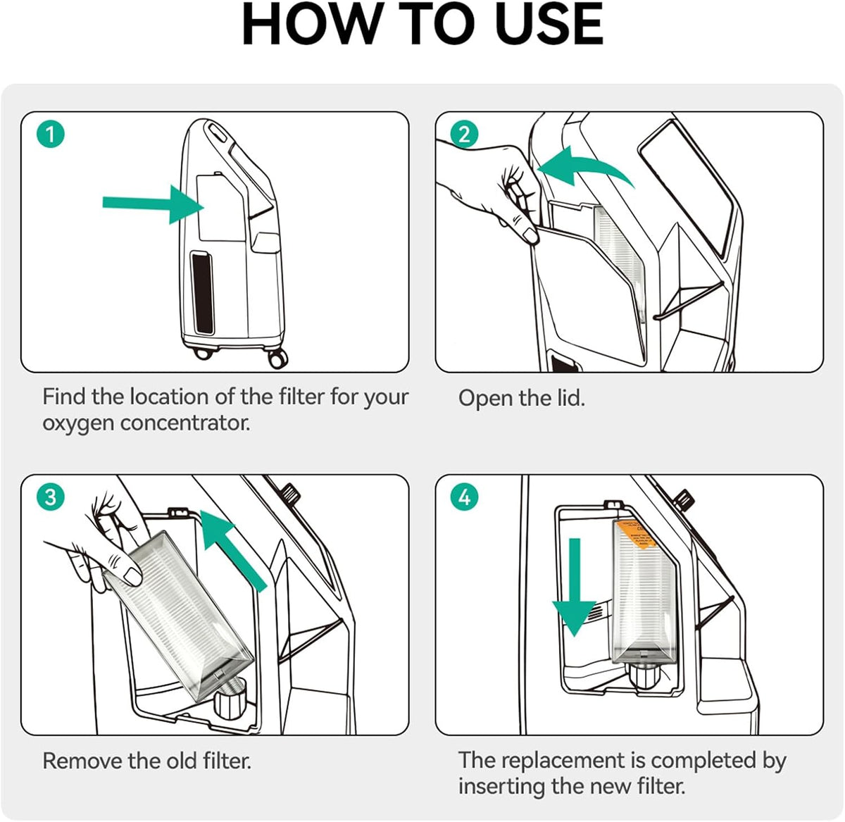 Oxygen Concentrator Intake Filter Replacement, Transparent