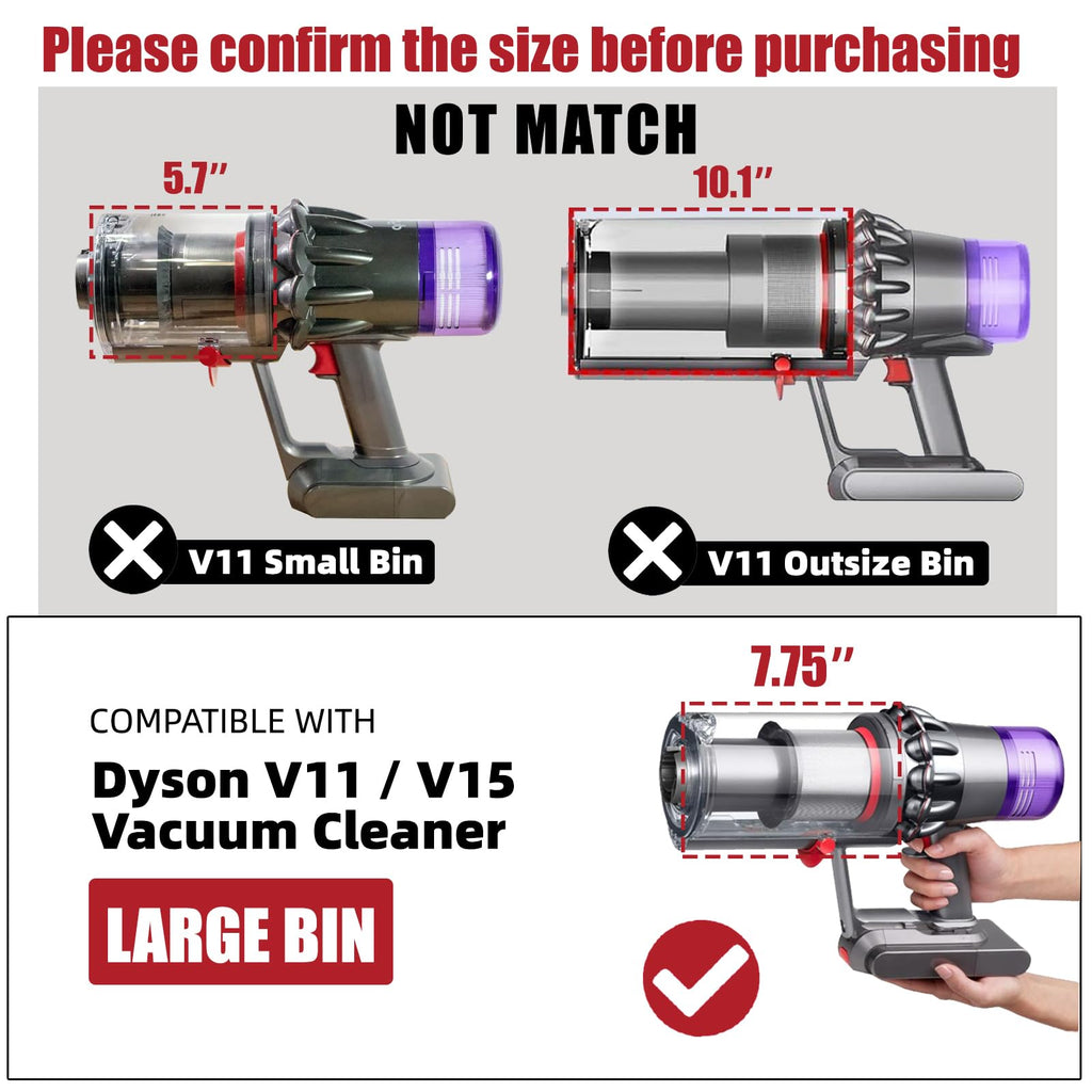HEDONLEE Dust Bin Replacement for Dyson V11 V15 SV14 SV15 SV22 Vacuum