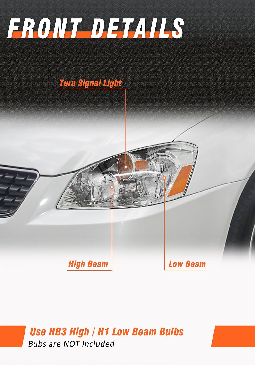 for 2005-2006 Nissan Altima Headlights Assembly Chrome Pair
