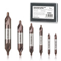 toolant Center Drill Bit Set, TiAlN Coated Cobalt M35 HSS Centering Drill Bit for Stainless Steel, Carbon Steel, Alloy Steel, Cast Iron, Copper, Other Hard Metals, #1-5, SAE 3/64"-3/16" (6pcs)