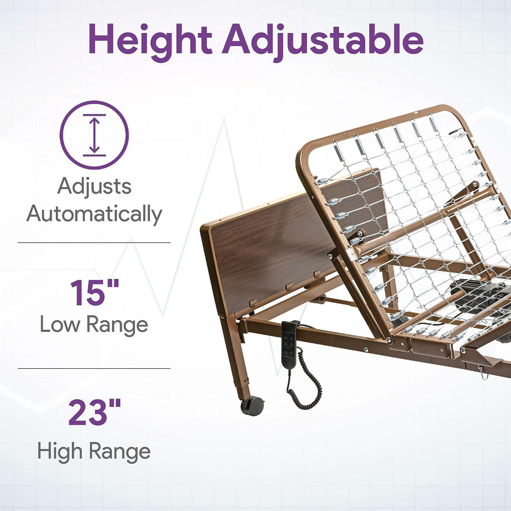 Full Electric Hospital Bed for Home Use with Customizable Package - 450 lbs, Height Adjustable 15"-23", 36 x 80"