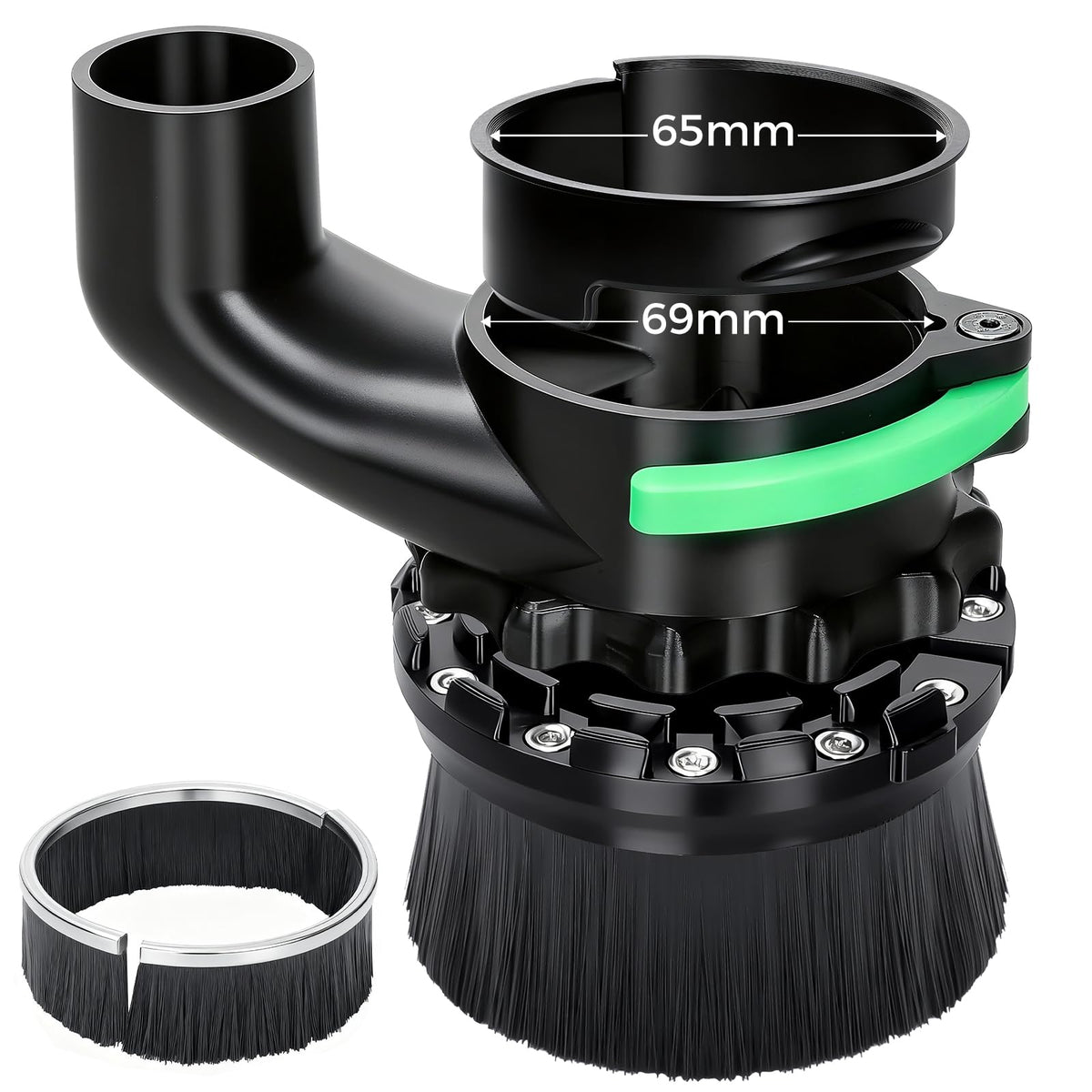 CNC Dust Shoe for 65mm & 69mm Spindles, Dual Brush, 1.5in Port