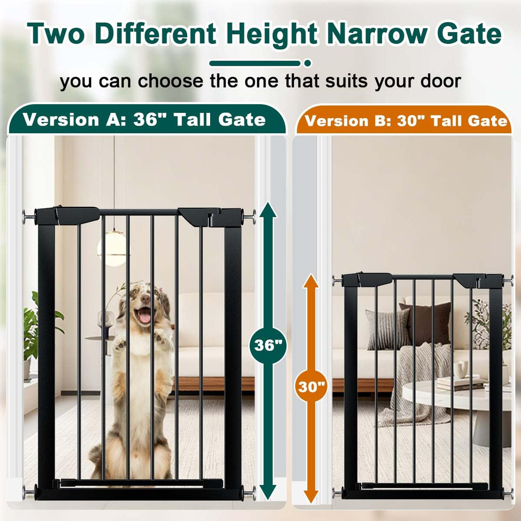 36" Tall x 22.8-25.5" Wide Extra-Tall & Extra-Wide Adjustable Hardware/Pressure-Mounted Pet & Child Safety Gate with Dual-Lock Walk-Through Swing Door for Stairs, Hallways & Wide Doorways