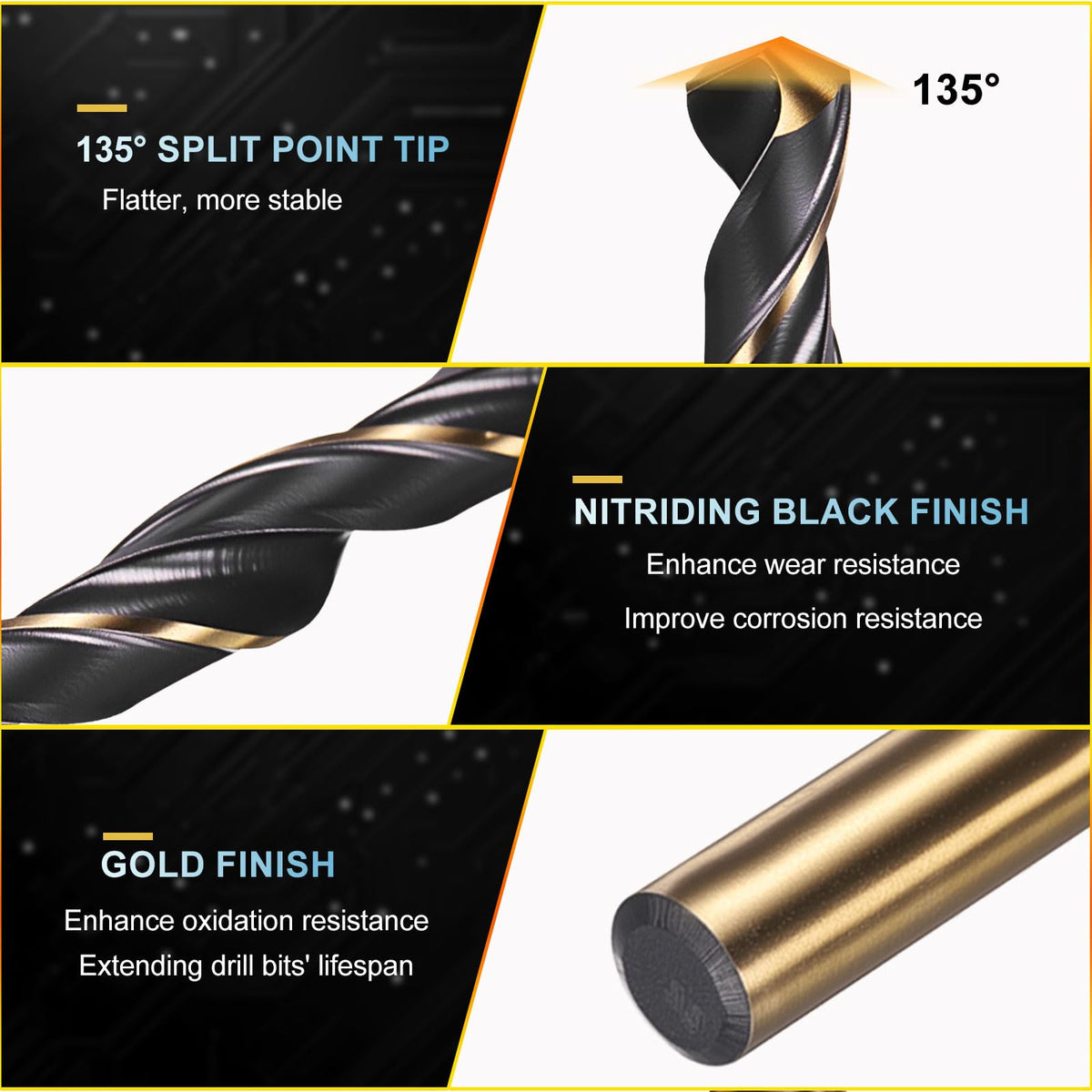 PATIKIL 9.5mm Drill Bit M2 High-Speed Steel for Hard Metal 4 Pack