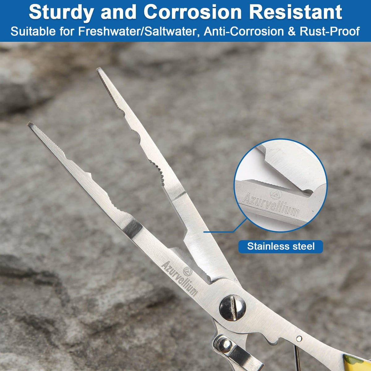 Needle Nose Fishing Pliers - Stainless Steel Hook Remover | Features long nose design, braid line cutter, and split
