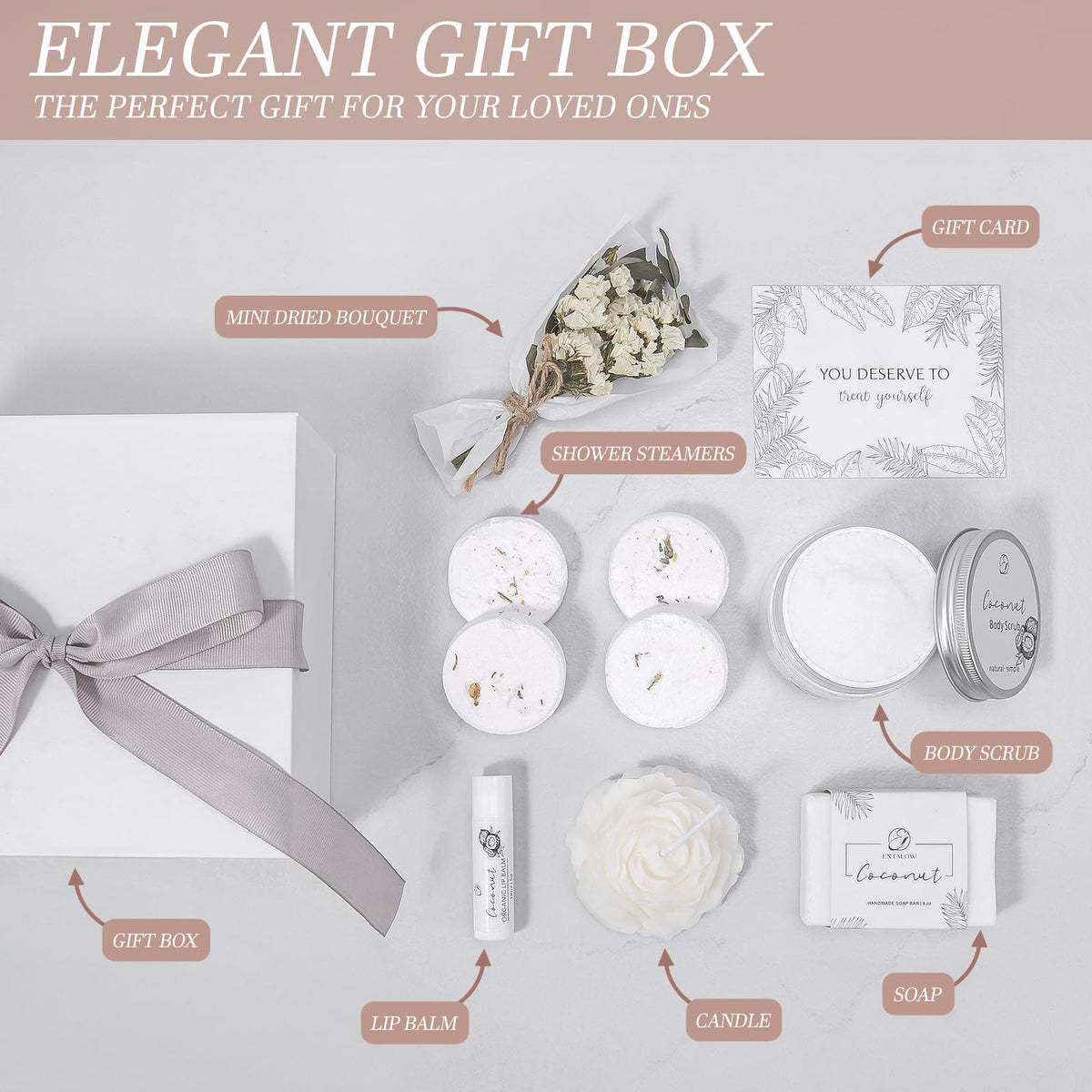 Spa Gifts for Women Coconut Lavender Home Spa Set Birthday Gift Baskets
