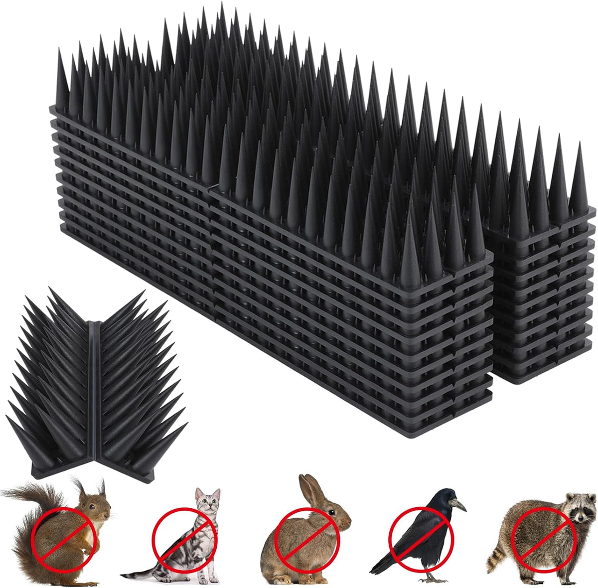 Bird Spikes, 9 Pack Bird Deterrent for Outside, Pigeon Spikes to Keep Raccoon Squirrel Cats Woodpeckers Away, for