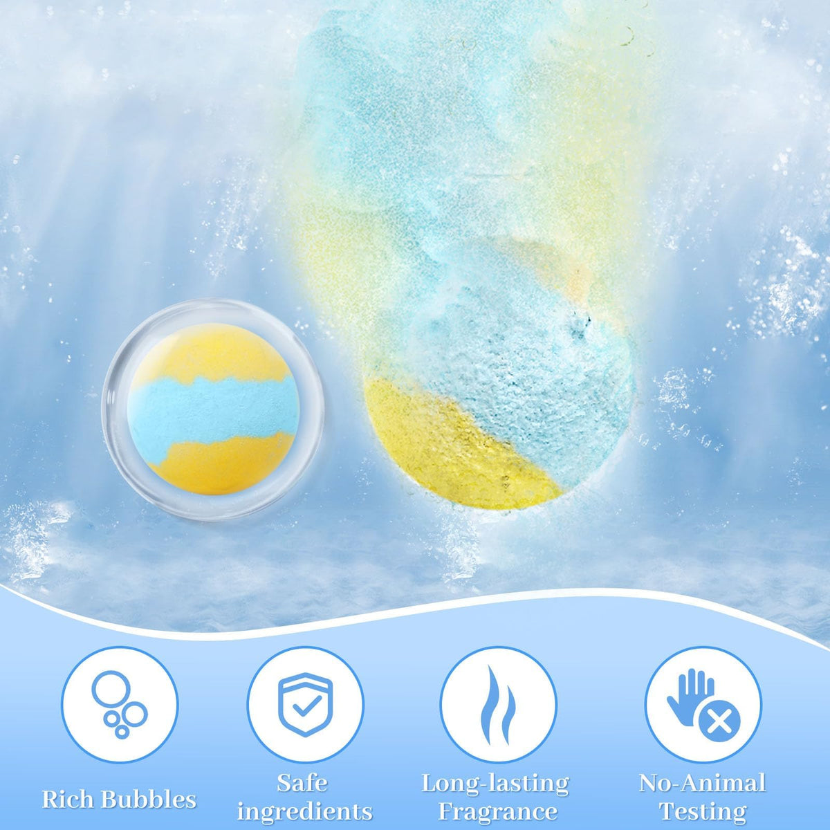 Bath Bombs Set 50 PCS with 10 Scents, Natural Bathbombs, Blue