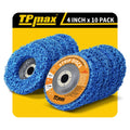 4" x 5/8" Stripping Discs for Rust and Paint Removal - Poly Abrasive Angle Grinder Wheels, 10-Pack (Blue)
