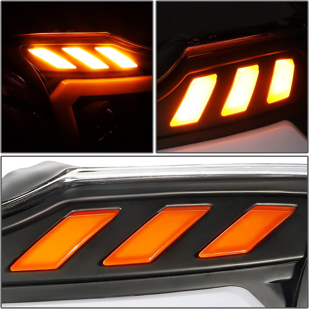 DNA MOTORING HL-HPL-NARN04-BK-CL1 Clear Lens Reflector Headlights Compatible with 04-15 Nissan Titan 05-07 Armada 3D LED Running Light Bar Amber Turn Signal