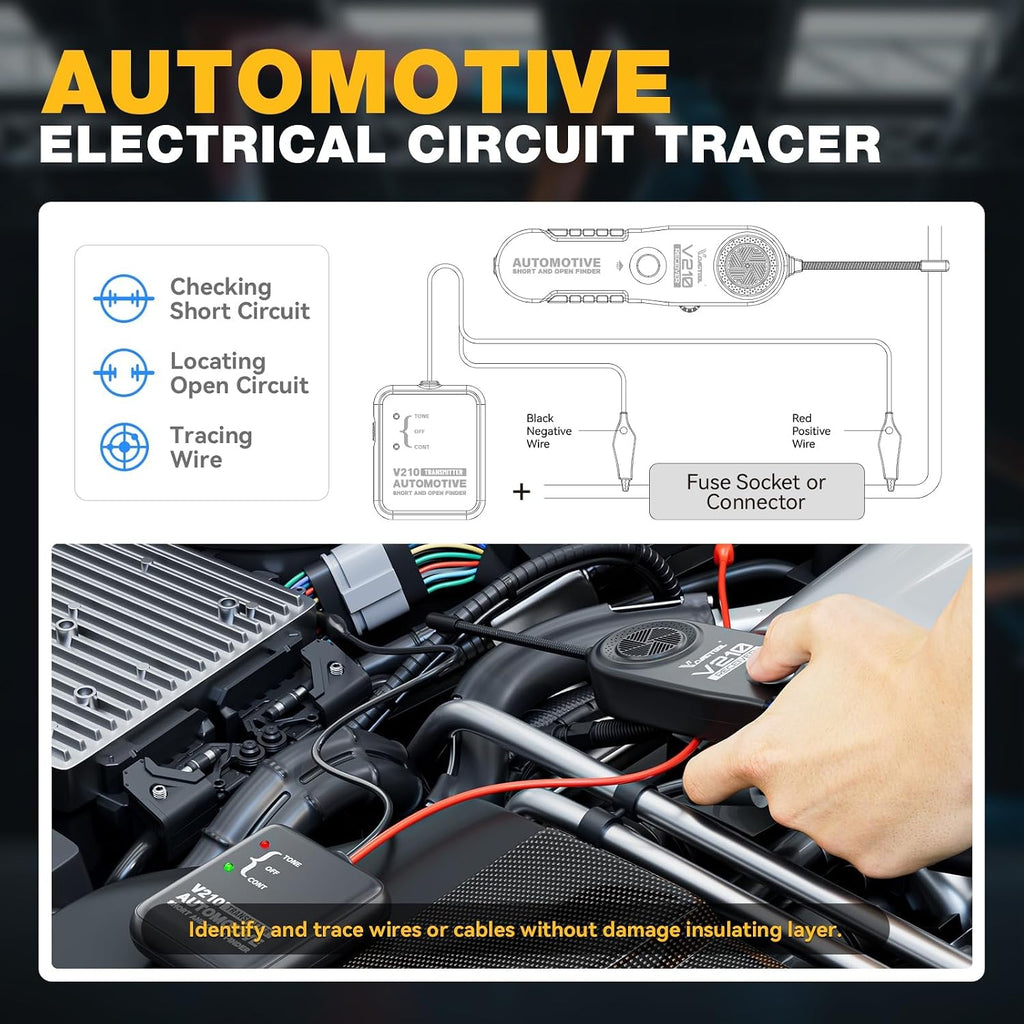 V210 Wire Tracer Circuit Breaker Finder, Automotive Circuit Tester Open & Short Circuit Finder, Broken Wire Detector