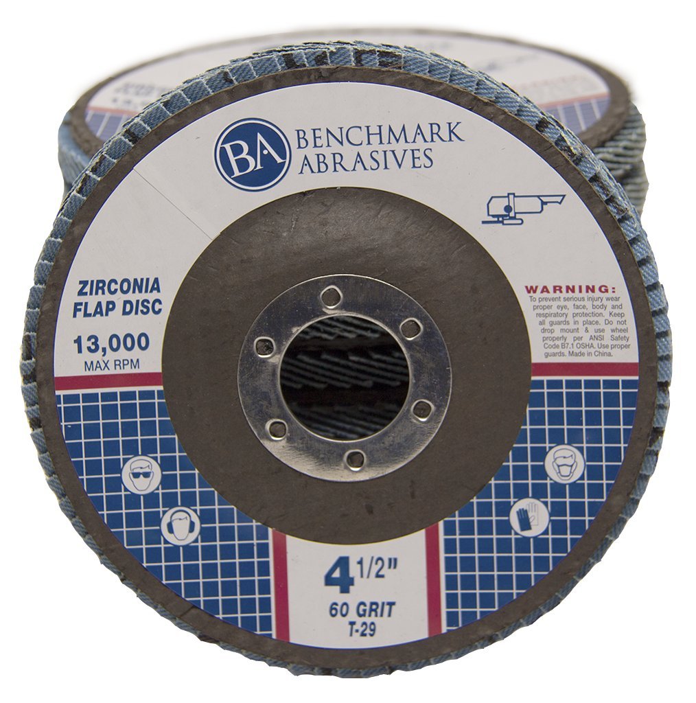 Benchmark Abrasives 4.5" Type 29 Zirconia Flap Discs, 60 Grit, 100-Count
