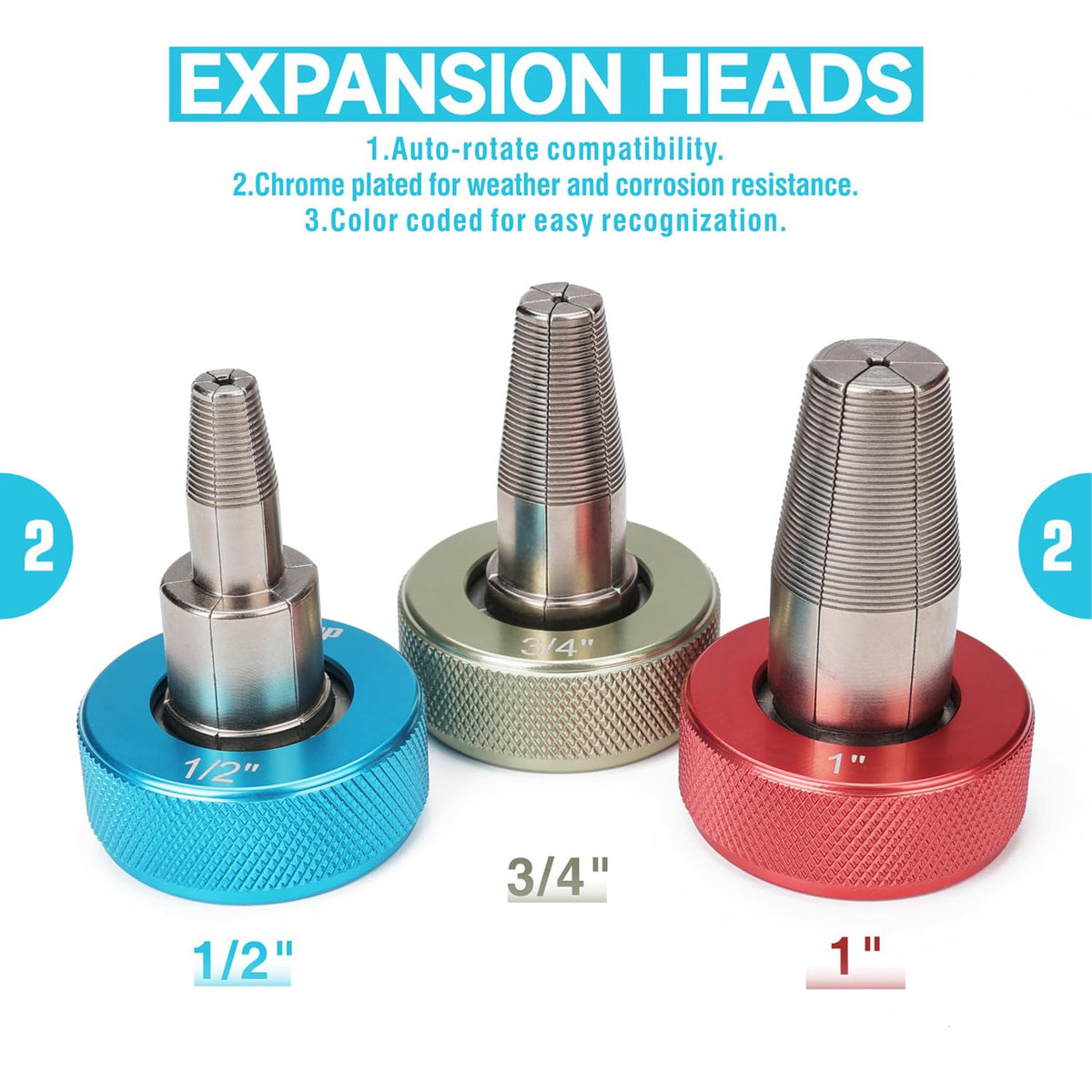 iCrimp Ratcheting Pex Expansion Tool Kit Auto Rotation PEX-a Tubing Expander, with 1/2'', 3/4'', 1'' ProPEX Expansion Heads and PEX Tubing Cutter
