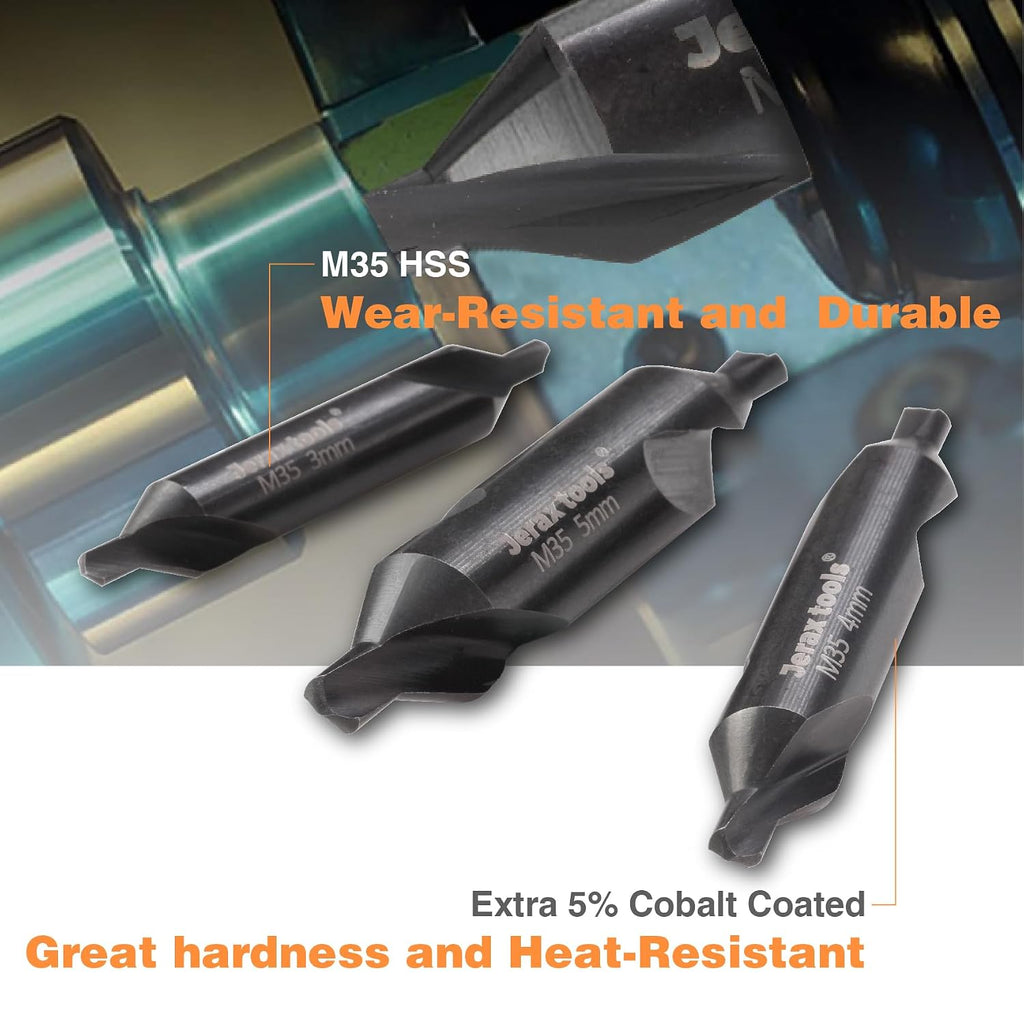 M35 HSS 60° Center Drill Bit Set, 6PCS Metal Countersink
