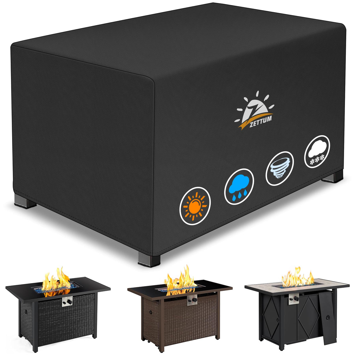 Fire Pit Cover Rectangular 48 Inch - Outdoor Fire Table Cover Rectangle Heavy Duty & Waterproof, 600D Patio Propane