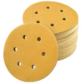 Aiyard 6-Inch 6-Hole Hook and Loop Gold Sanding Discs 150-Grit, 100-Pack
