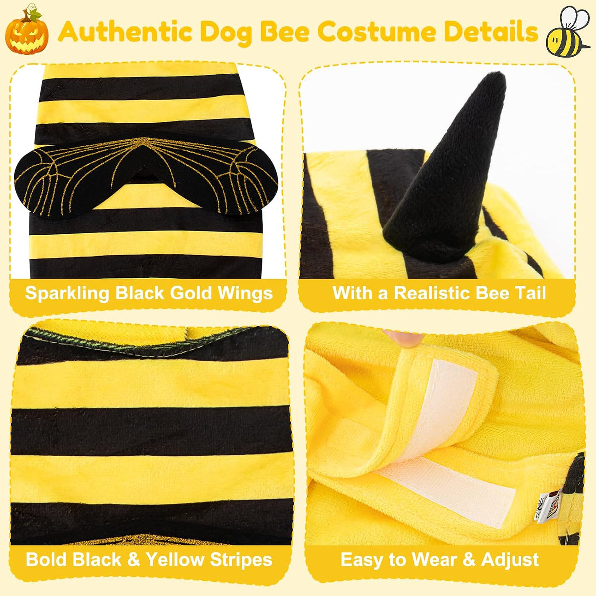 Bee Dog Costume Halloween Dog Costumes for Small Medium Dogs Cats