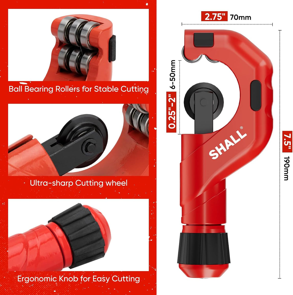 4-Piece Tubing Cutter Set, 1/4’’ to 2’’OD Heavy Duty Copper Pipe Cutter, 1/8’’ to 7/8’’ Mini Tube Cutter, Deburring