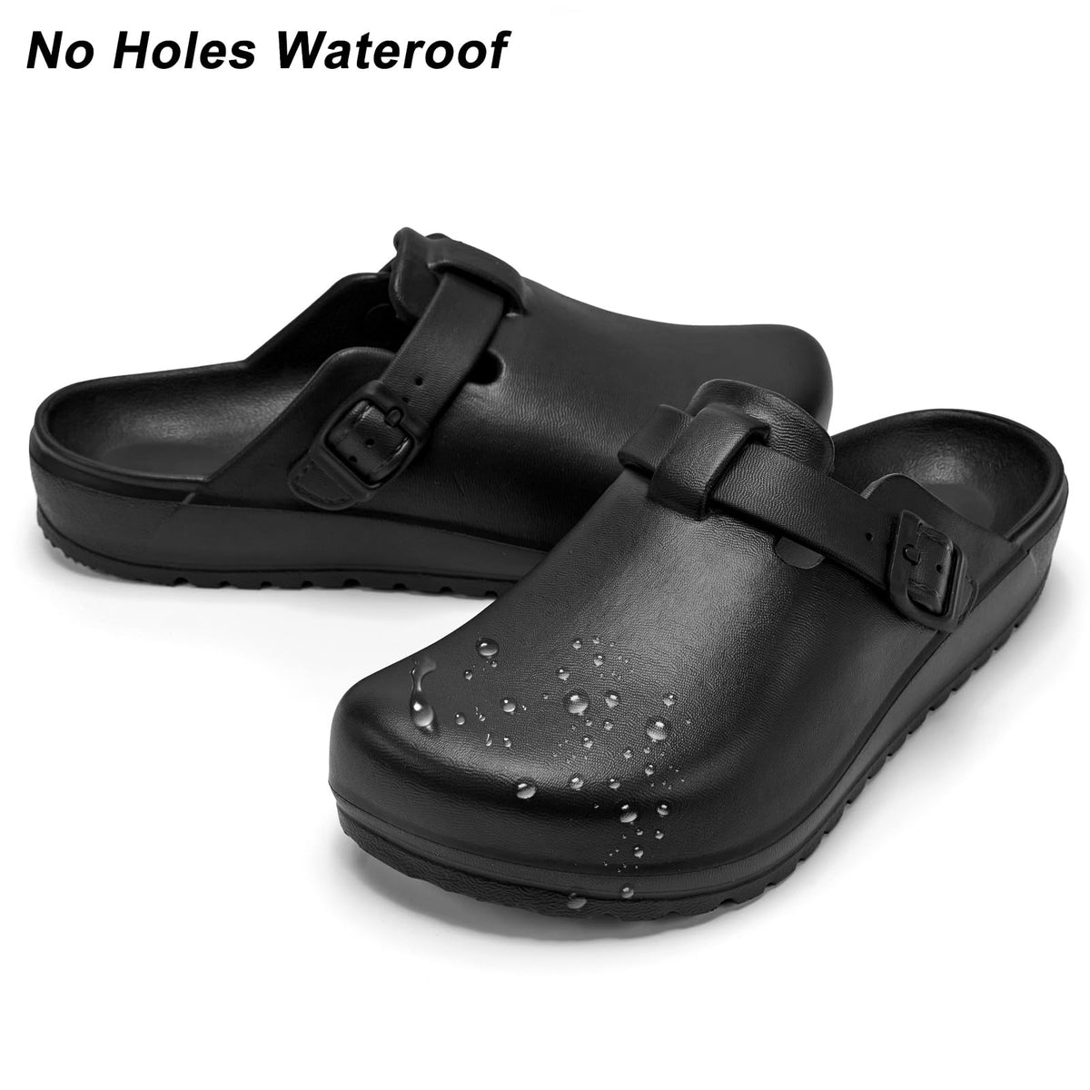Arch Support Work Clogs Slip Resistant Shoes for Chef Nurse Black