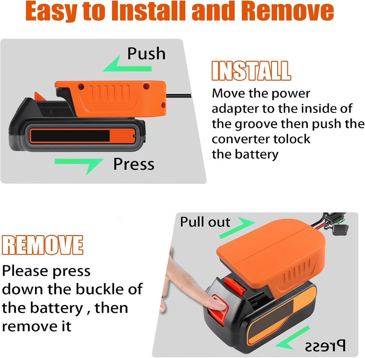 2PCS Power Wheel Adapter for Black and Decker 20V Hyper Battery DIY Adapter