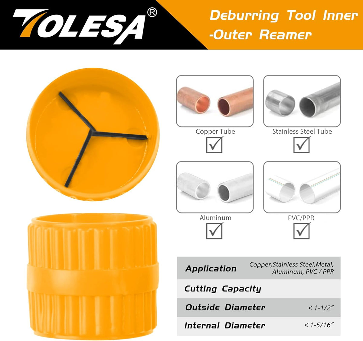 Pipe Cutter Heavy Duty 3/16''-2'' OD with Deburring Reaming Tool | SKD Cutter Wheels, 6 Ball Bearing Rollers, Precise