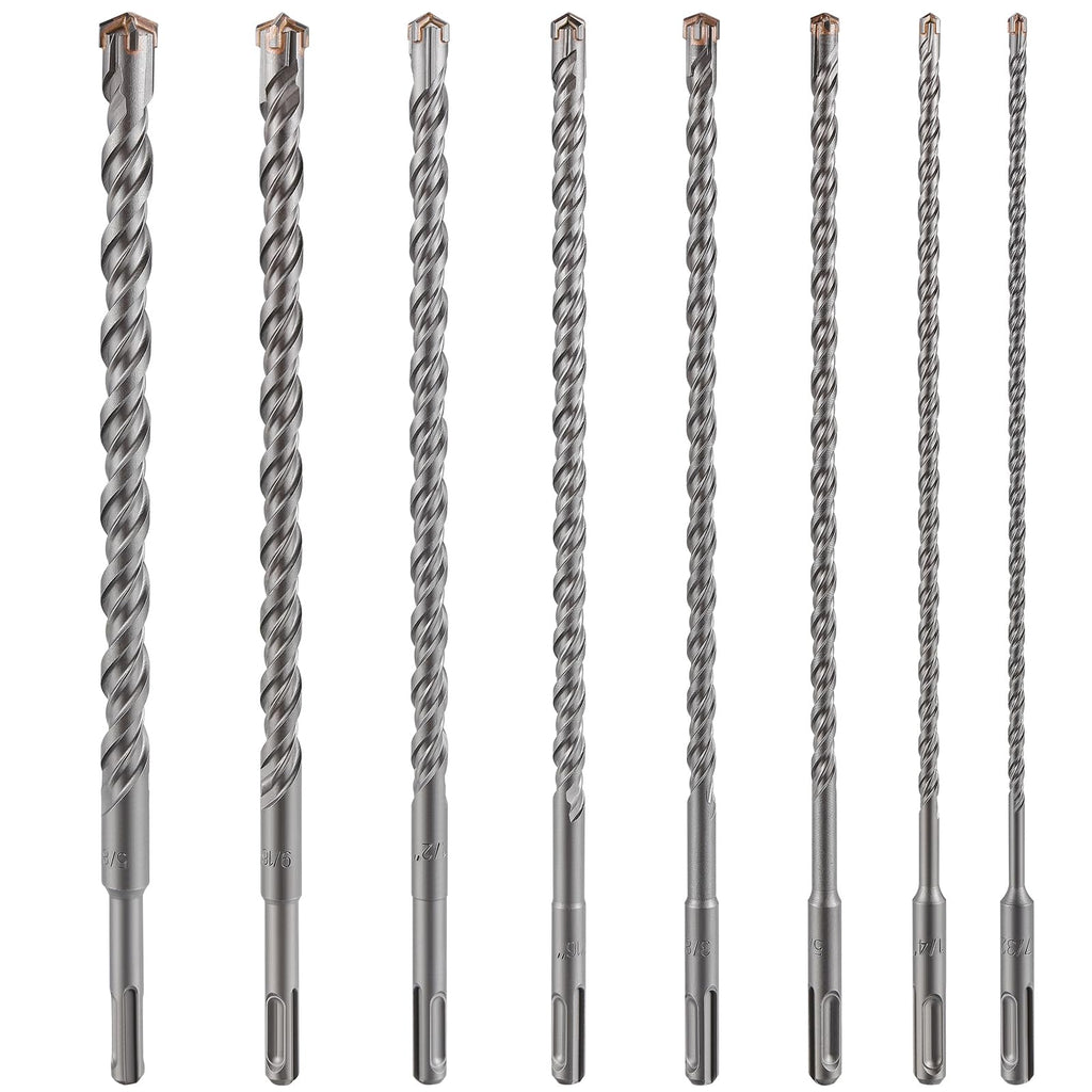 Wensilon Set 12inch Concrete Drill Bit kit Cross-Type Double Thread Carbide Material Suitable for Concrete, Brick, Cement Walls, Stone, Hammer Drill Bits for Concrete