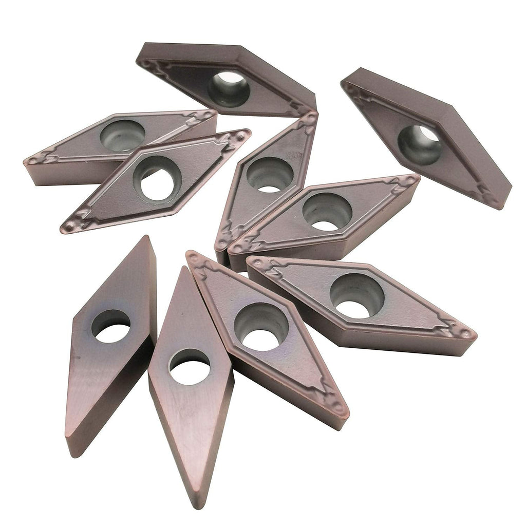 ASZLBYM VBMT332 / VBMT160408-HQ VP15TF CNC Lathe Indexable Carbide Turning Insert Cutting Blade for VBMT Turning Tool Holder, Multilayer Coated, 3/16" Thick, 1/64" Radius (VBMT332 Brown)