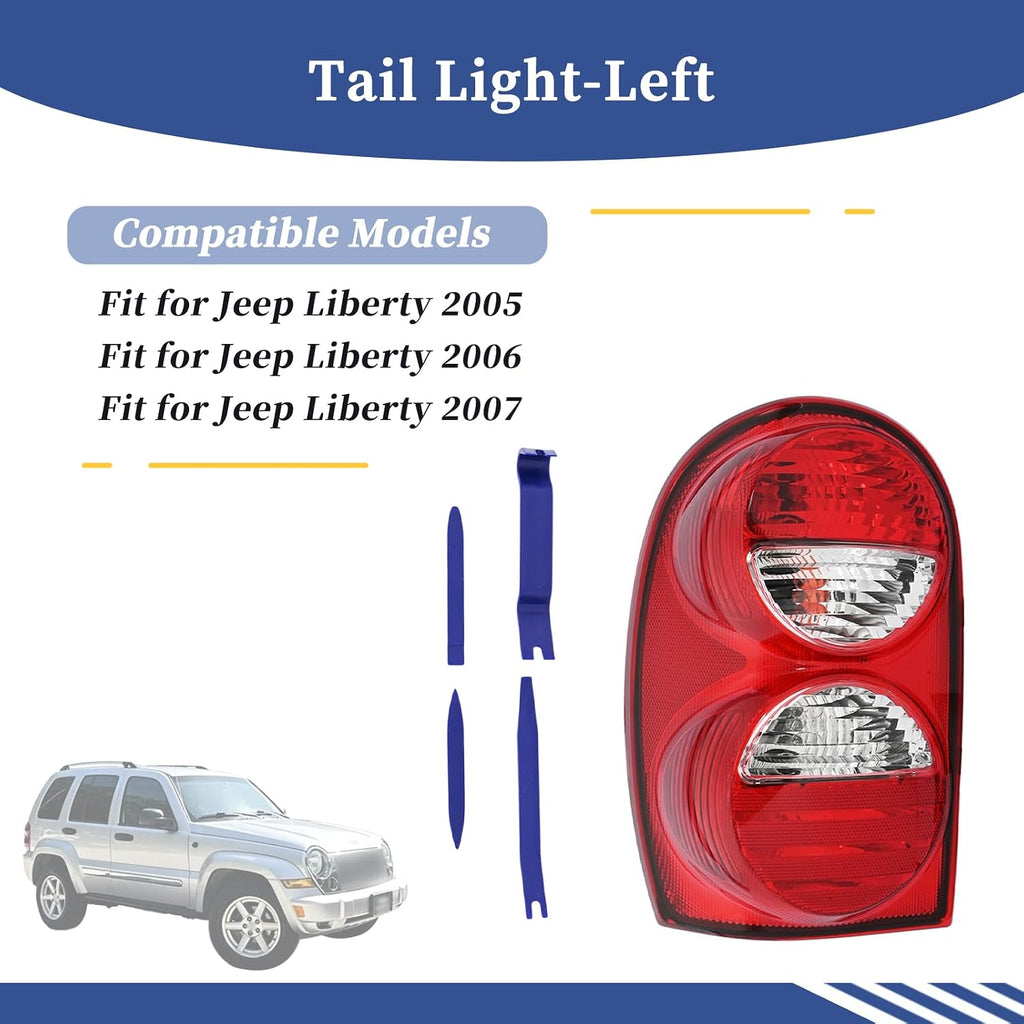 Left Tail Light Compatible with Jeep Liberty 2005 2006 2007 Replace 55157061AG CH2800158 Taillight Assembly
