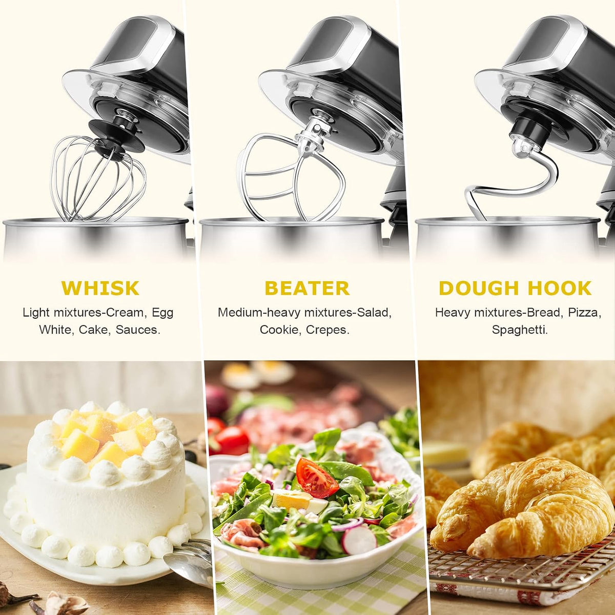 Stand Mixer,3.2Qt Small Electric Food Mixer,6 Speeds Portable Lightweight Kitchen Mixer for Daily Use with Egg