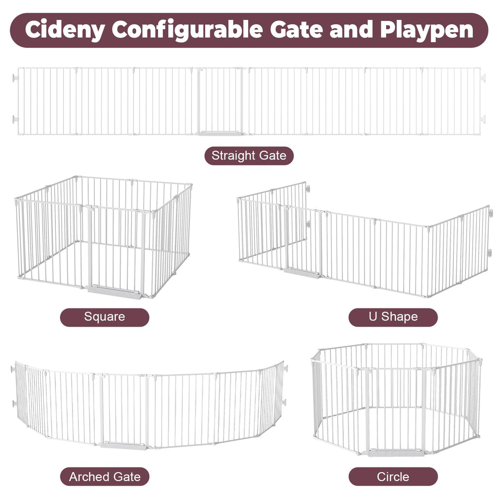 190" Modular Foldable Baby Playpen & Safety Activity Yard with Locking Walk-Through Gate for Infants & Toddlers