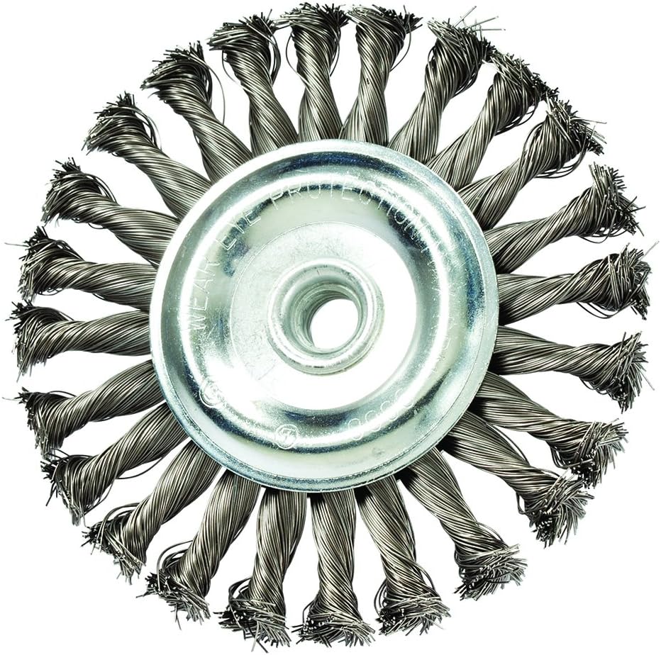 Mercer Industries 186520B - 4" x 1/2" x 5/8"-11 Knot Wire Wheel, .020 Stainless Steel Wire
