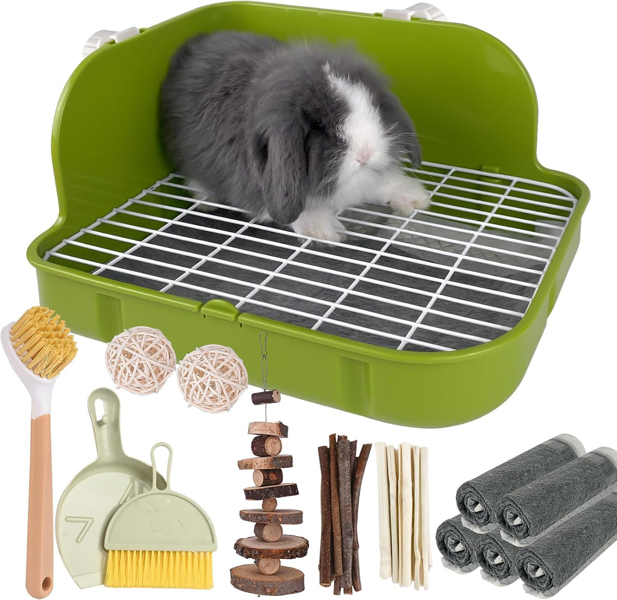 Rabbit Litter Box, Bunny Litter Box, Guinea Pig Potty Trained, Square Small Animal Toilet Potty Pan for Rabbit Guinea