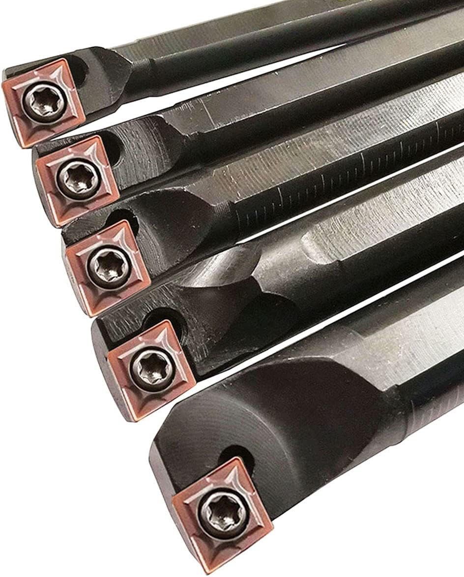 S06K/S07K/S08K/S10K/S12M-SCLCR06 Lathe Indexable Internal Boring Bar Set, Lathe Turning Tools Holder Set with CCMT21.51/CCMT060204 Carbide Indexable Boring Turning Inserts + 5pcs T8 Wrench