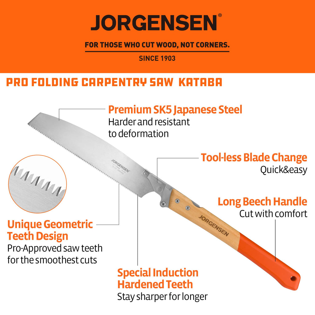 JORGENSEN KATABA 10-3/8 Inch Japanese Pull Saw with SK5 Blade