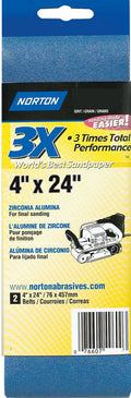 Norton 4 x 24 in. ProSand Cloth Portable Belt 80 Grit R831 ZA Pack of 2