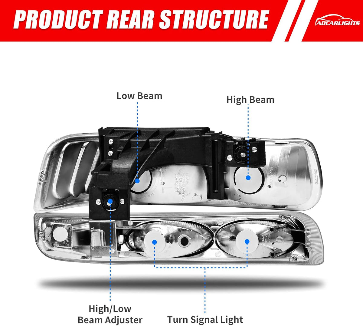 for 2000, 2002, 2006 Chevy Tahoe Halogen Headlight W/O Bulbs