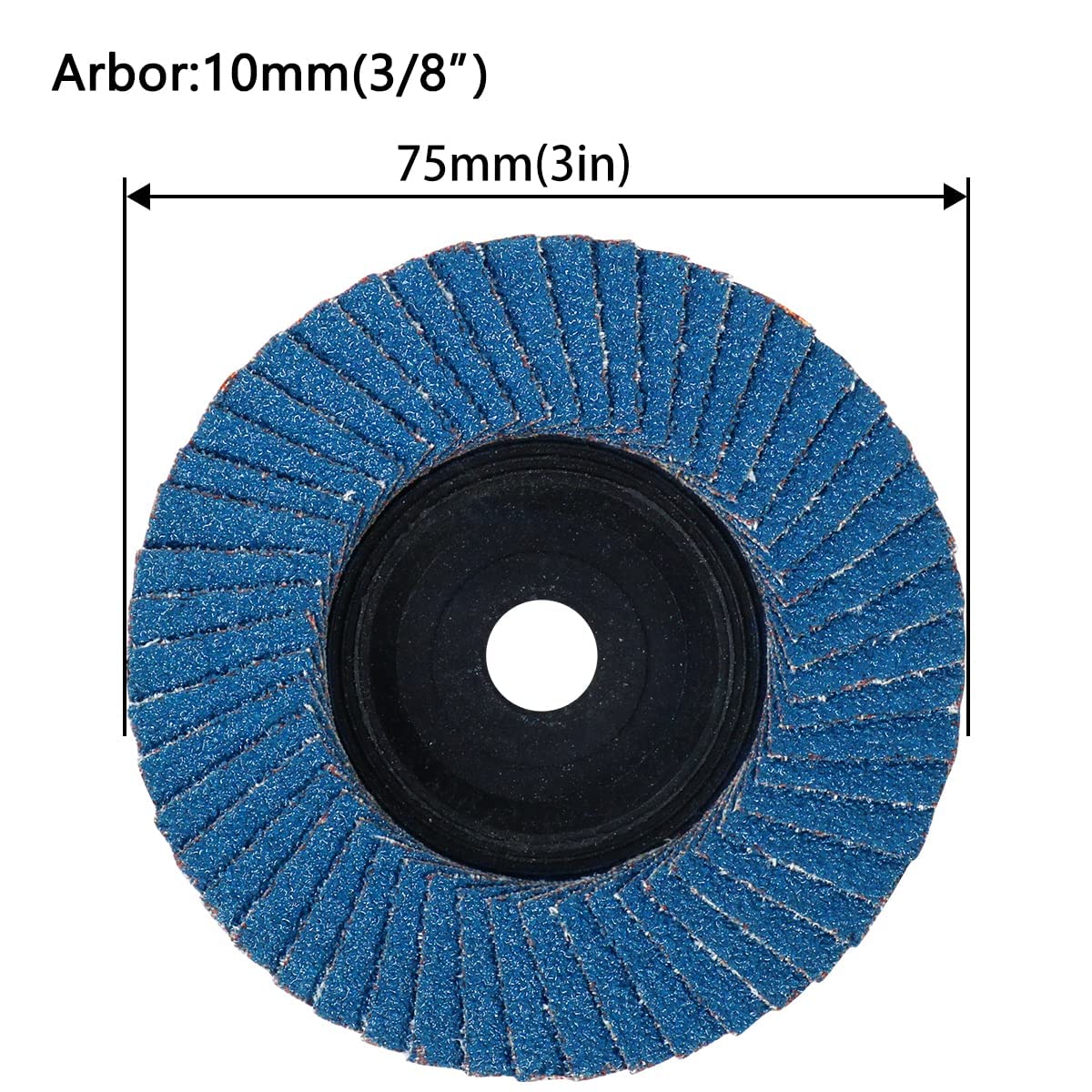 10 Pack 60 Grit 3 x 3/8 Inch Flap Disc for Angle Grinder, Type 27