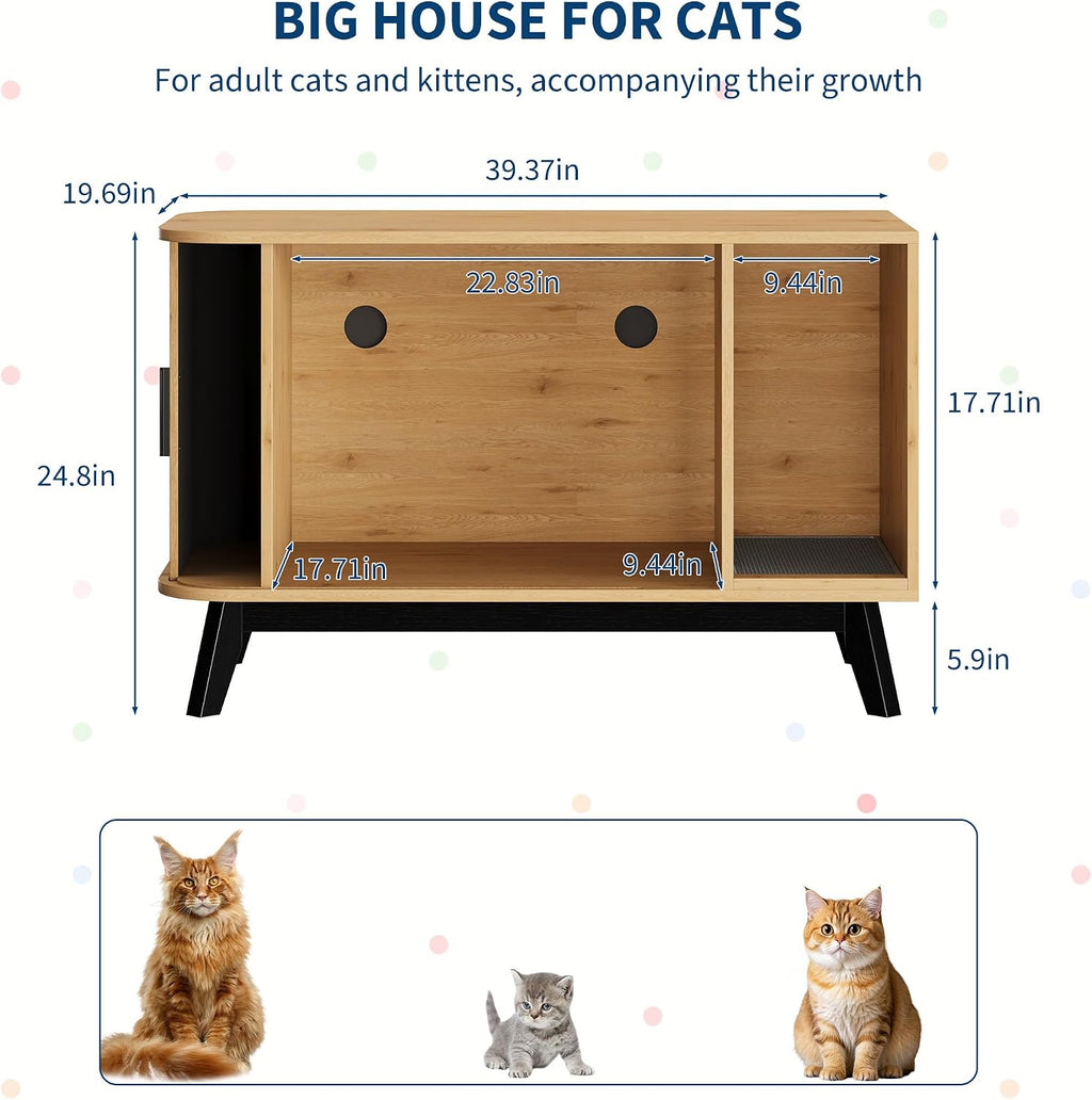 Cat Litter Box Furniture, 39" Hidden Litter Box Furniture
