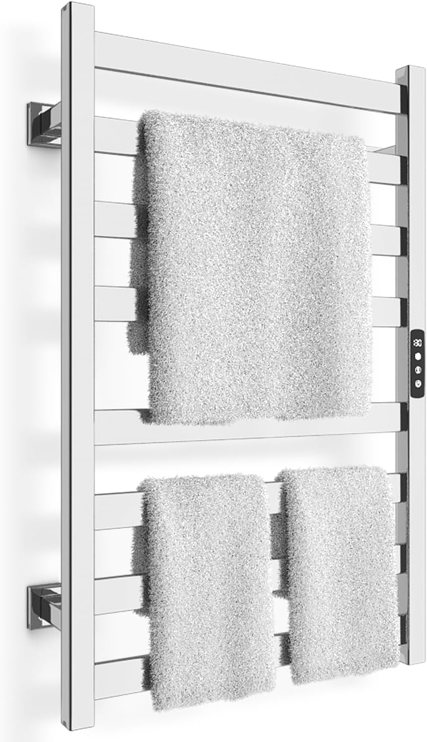 Towel Warmer, Towel Heater Rack for Bathroom, 8-bar Electric Towel Dryer Wall-Mounted Plug-in Bath Heater, 304