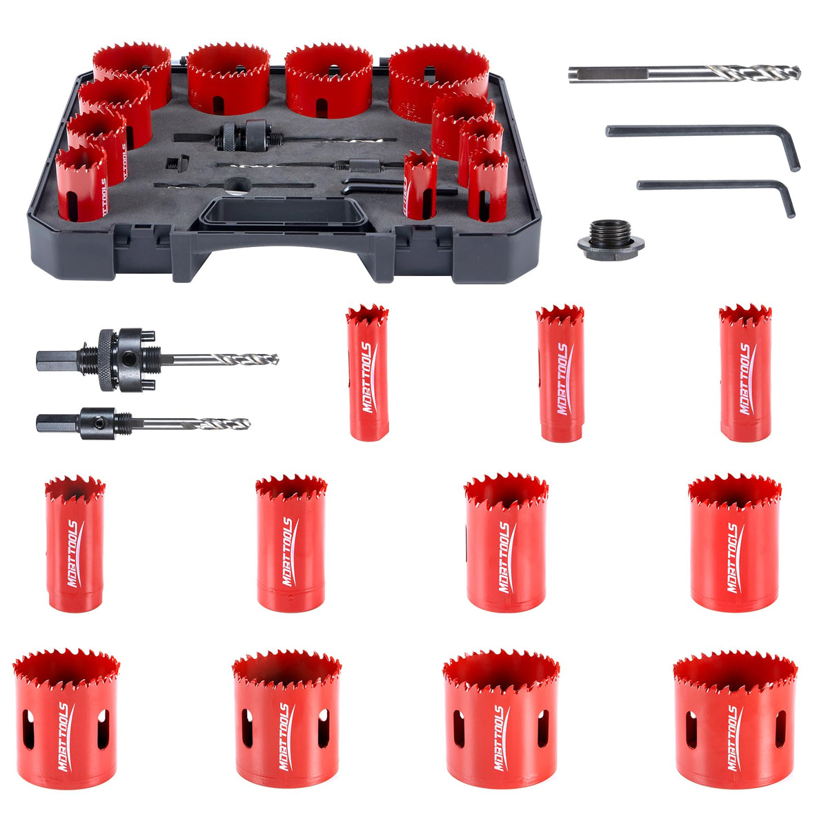MDBTTOOLS M42 Hole Saw Kit,18Pcs 8% Cobalt Bi-Metal Hole Saw Set with with 3/4"-2-1/2"(19-64mm)–Deep Cut 2" Depth HSS Hole Cutter for Wood, Plastic, Drywall, Metal Sheet & Hardened Stainless Steel