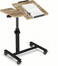 Beside Desk Overbed Table with Wheels Adjustable Height Over Bed Table Rolling Hospital Laptop Stand for Couch Tray
