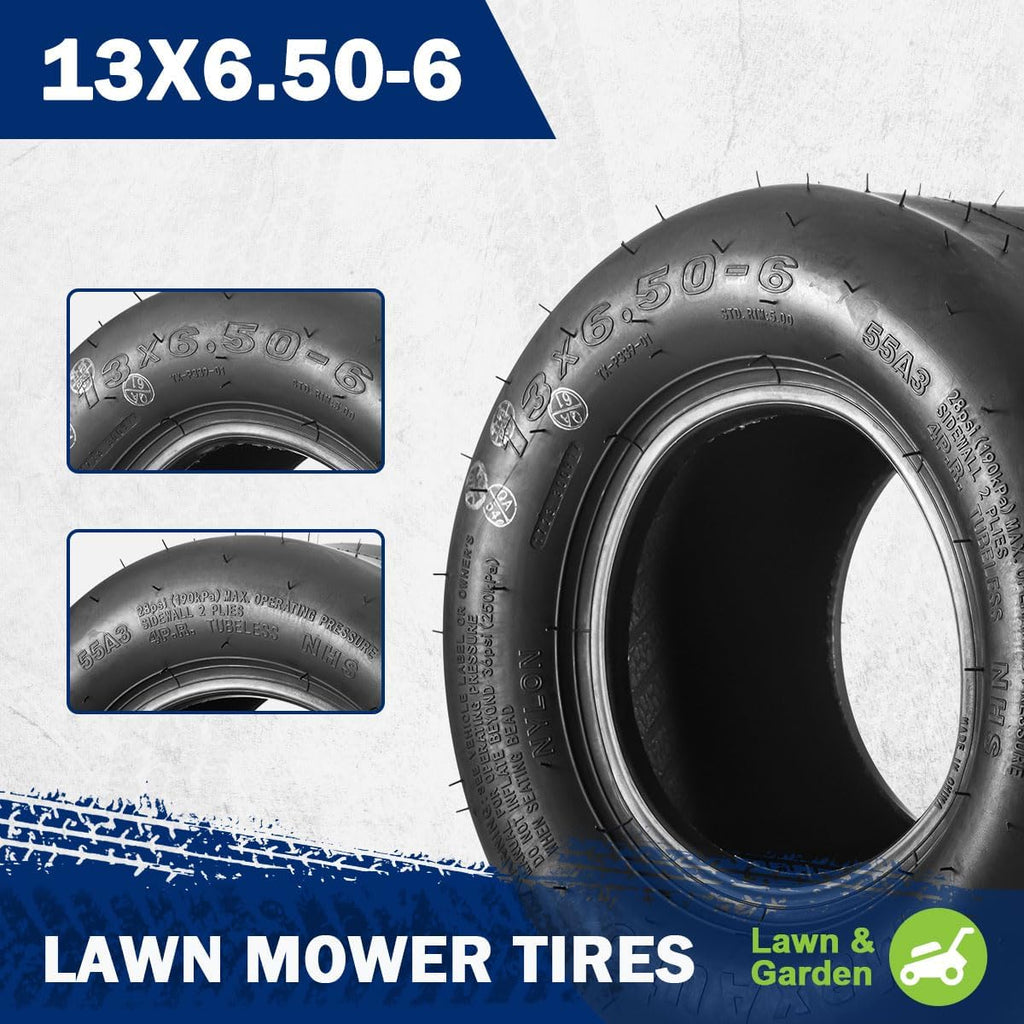 13x6.50-6 Lawn Mower Tires,13x6.50x6nhs Zero Turn Tires,13-6.50-6 Smooth Turf Tires,13x6.5-6 Tires Replacement For