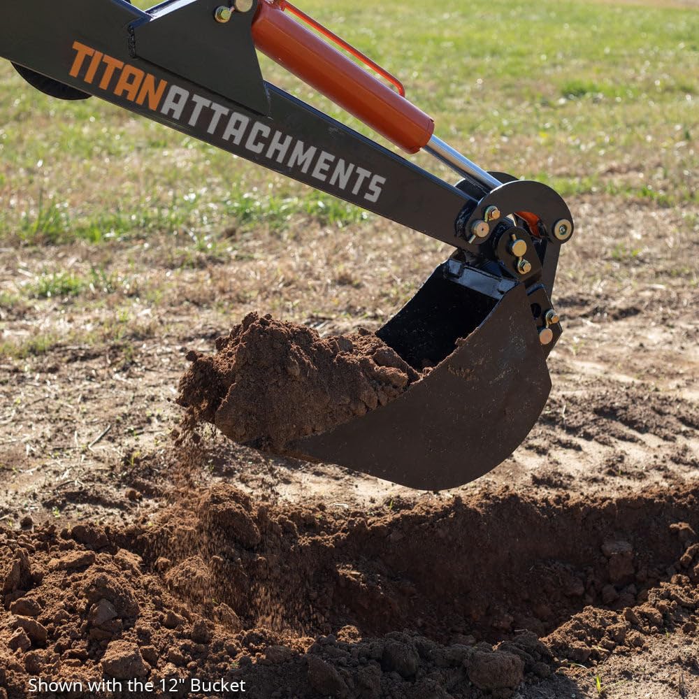 Skid Steer Fronthoe Excavator Attachment with 12" Bucket, 6 FT Reach, Single 3000 PSI Hydraulic Cylinder, SSQA