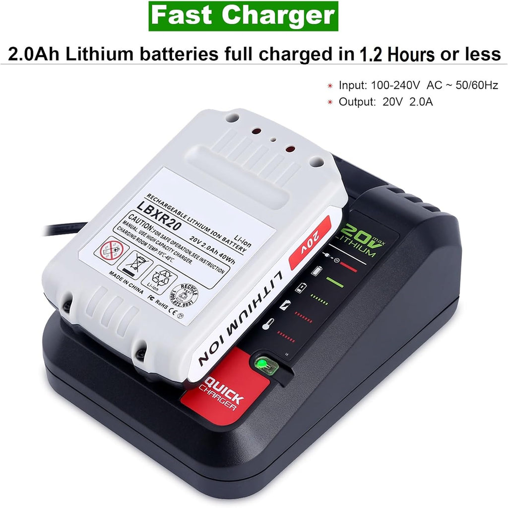 20V Quick Charger Compatible with Porter Cable 20V Battery Charger PCC692L