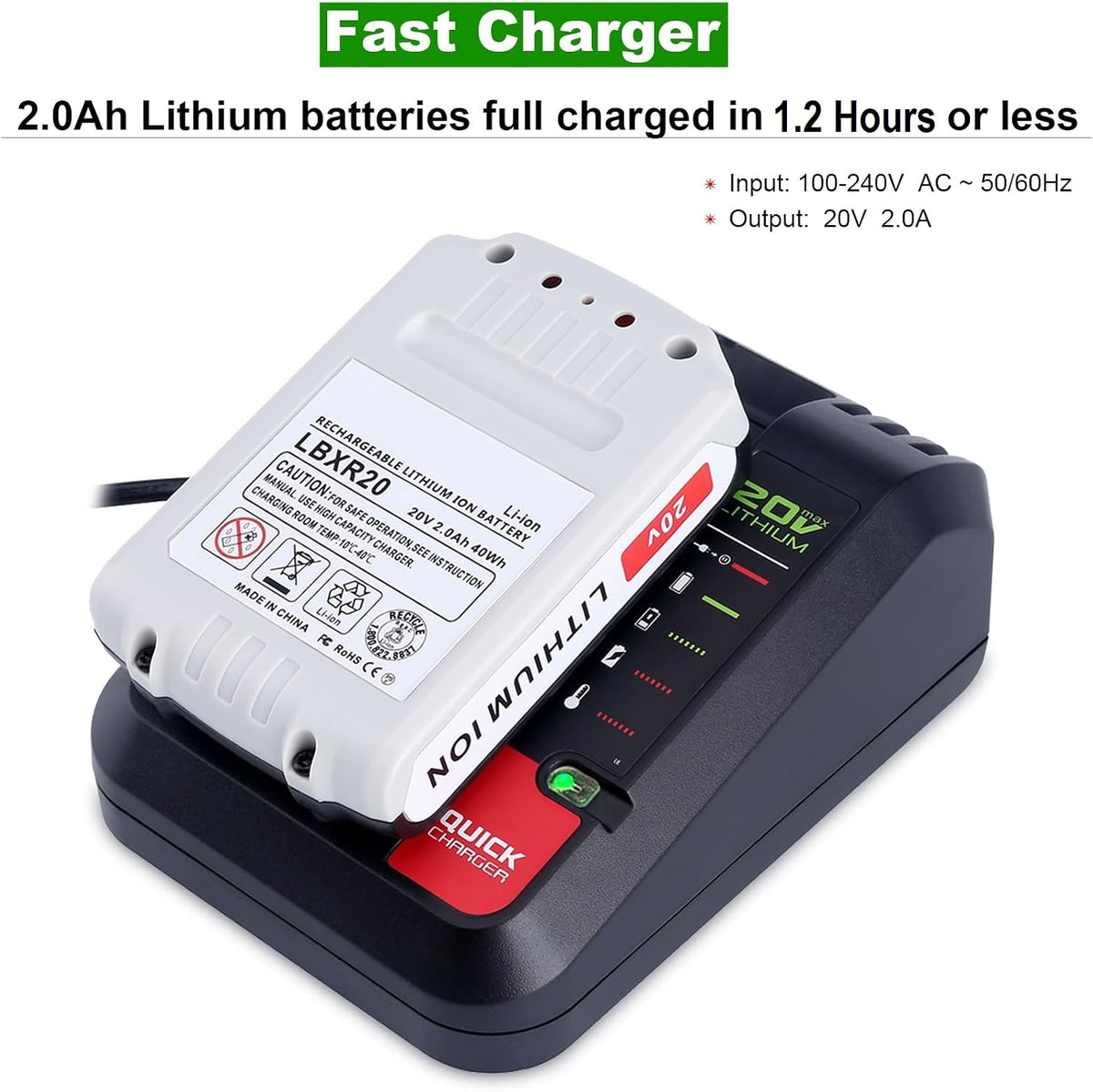 20V Quick Charger Compatible with Porter Cable 20V Battery Charger PCC692L
